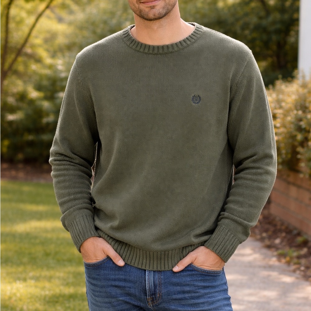 Chaps Men's Green Crewneck Sweater